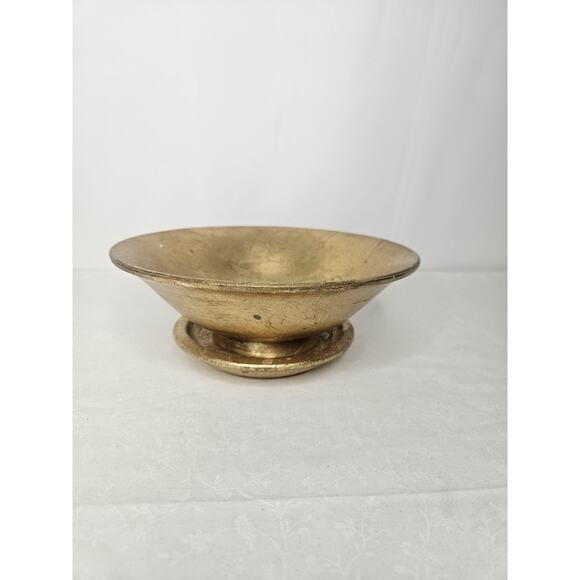 Vintage Pottery Barn Deroma Gilt Terracotta 8" Bowl and Saucer Made In Italy - Picture 1 of 10